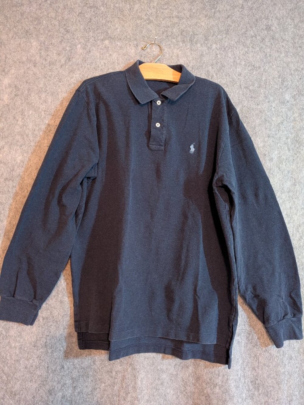 Polo Ralph Lauren Men's Long Sleeve Polo Shirt Navy Blue Size L